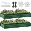 2 Pack 8ftx4ft Large Raised Garden Bed Kit,Outdoor Galvanized Metal Patio Planter Box with Safety Rubber & Gloves, for Vegetables Flowers,Green