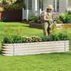 17" Tall 9 in 1 Outdoor Raised Garden Bed Kits,8ft x 2ft Large Galvanized Metal Patio Planter Box with Safety Rubber & Gloves, for Vegetables Flowers