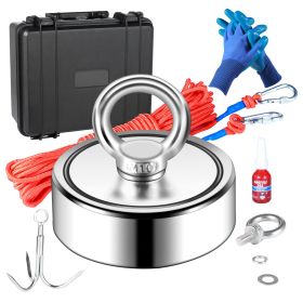 Magnet Fishing Kit, 1200lbs 2.95inch Diameter Double Sided Fishing Magnets, Strong Neodymium Magnet with Heavy Duty 65FT Rope, Grappling Hook