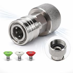 3-4in GHT To 1-4in Quick Connect Garden Hose To Pressure Washer Adapter, Stainless Steel Garden Hose Connectors, Tool-Free Install, Leak-Proof Fo (Option: default)