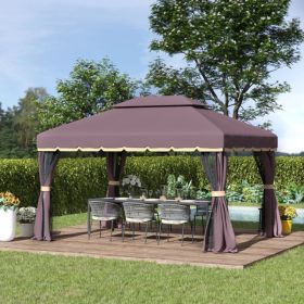 10ft x 13ft Patio Gazebo-Coffee-AS ( Amazon Shipping)（Prohibited by WalMart） (Option: 16400172)