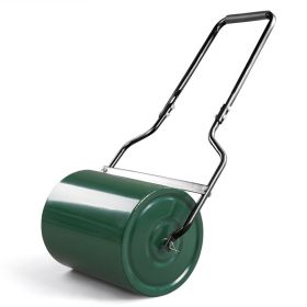 16in Heavy Duty Steel Lawn Roller, Garden Roller Can Be Filled with Water or Sand, Hand Roller with U-shaped Handle, Green & Black (Option: 85309375)