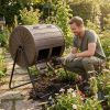 360° Rotating Compost Bin with Stirring Blades for Garden